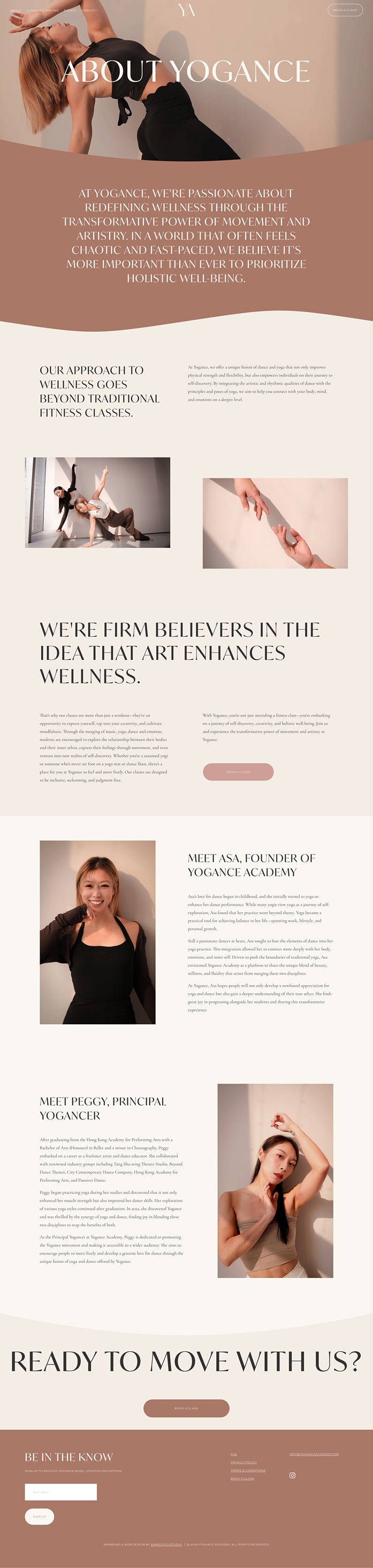 Yogance website desktop