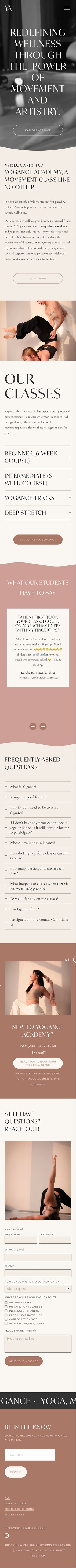 Yogance website mobile