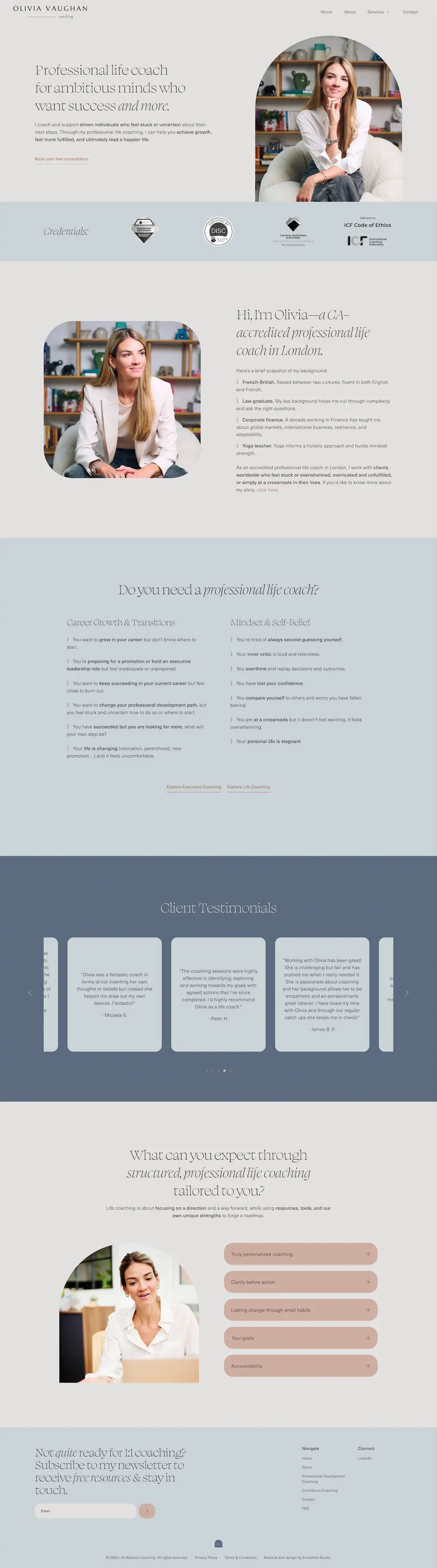 Olivia Vaughan Coaching website