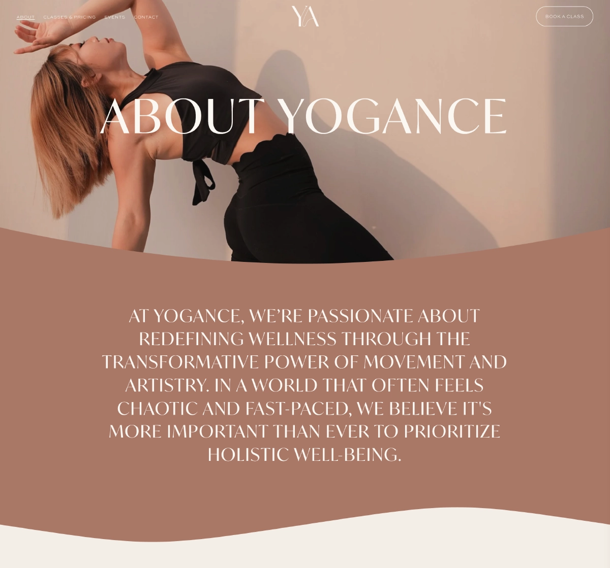 Yogance — Homepage screenshot
